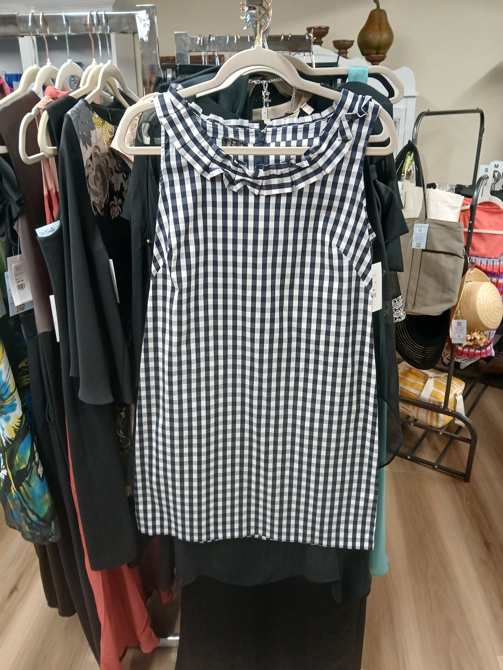 Talbots Black and White Gingham Sleeveless Shift Dress